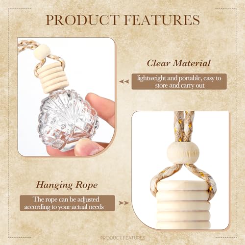 50 Pcs Hanging Car Air Freshener Car Diffuser Bottles Empty Glass Perfume Bottle Freshener Diffuser Bottle Pendant for Essential Oil Fragrance Aromatherapy Ornament (50 Count)