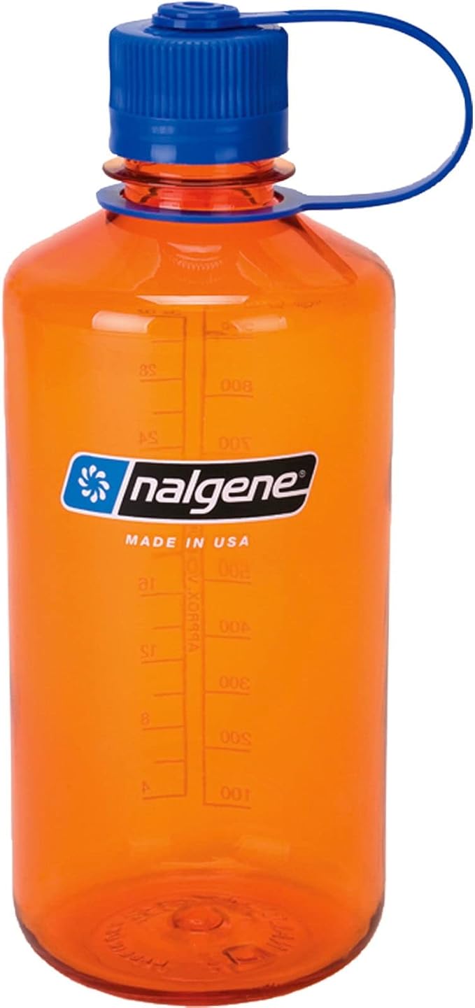 Nalgene Sustain Tritan BPA-Free Water Bottle Made with Material Derived from 50% Plastic Waste, 32 OZ, Narrow Mouth, Orange