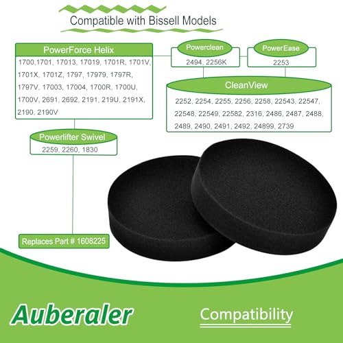 4 Pack 1608225 Filter Replace For Bissell Powerforce Helix Turbo 1701 1797 2190 2191 2190V Cleanview Swivel Rewind 2252 2254 3197A 3836 3837 3534 3536 Upright Vacuum (4 Count)