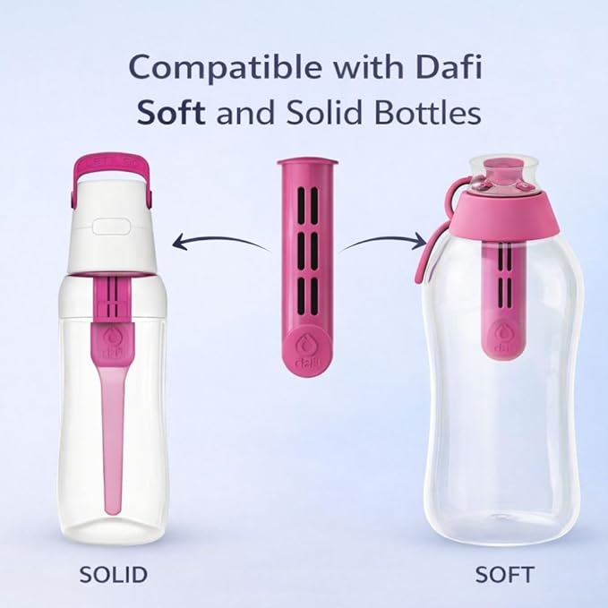 Dafi Sports Water Bottle Filter Replacement - 3-Pack Carbon Water Filters for Dafi Soft & Solid Bottles - Lasts Two Months or 40 Gallons Efficiency - Removes Chlorine Taste - BPA-Free - Colour White