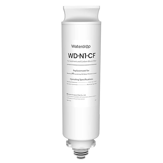 Waterdrop WD-N1-CF Water Filter, Replacement for N1 Countertop Reverse Osmosis System, 6-Month Lifetime