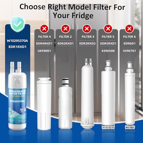 W10295370A WRS588FIHZ04 WRS325SDHZ WRS325SDHZ13 Water Filter Replacement for Whirlpool WRS321SDHZ13 WRS325FDAM04 WRSF5536RZ00 WRS588FIHZ00 WRFF3236RZ00 WRMF3636RZ00 WRS571CIHZ01 WRS315SDHM by WXOXIMI (4 Count)