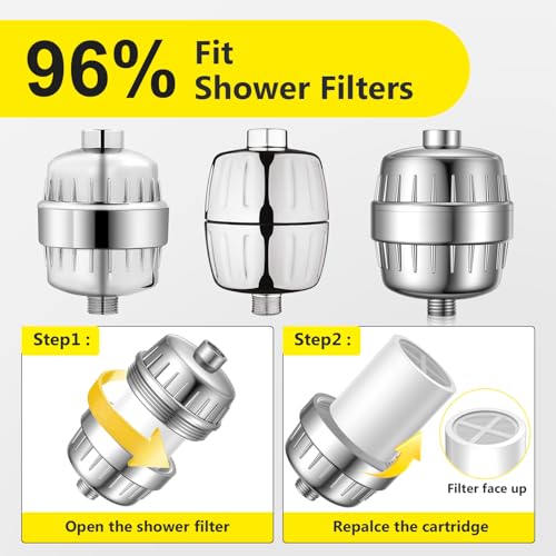 2 Pc) FATICCOA 25+ Stage High Output Shower Filter Fixed Showerheads Replacement Cartridges – Reduces Chlorine & Chemicals, Restores pH Balance, 2.68"×2.4" Compatible with sf100 & SoliCozy & Jomst (2 Count)