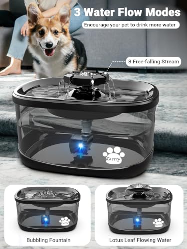 2.5Gal 9.5L Dog Water Fountain 3 Flow Modes Cat Fountain