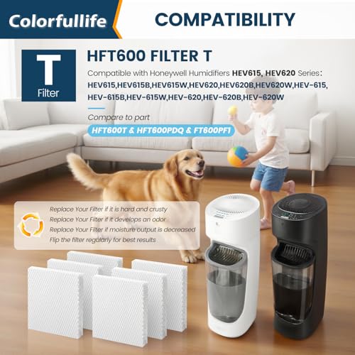 6 Pcs HFT600 Humidifier Wicking Filter T for Honeywell HEV615 HEV620 Series (6 Count)