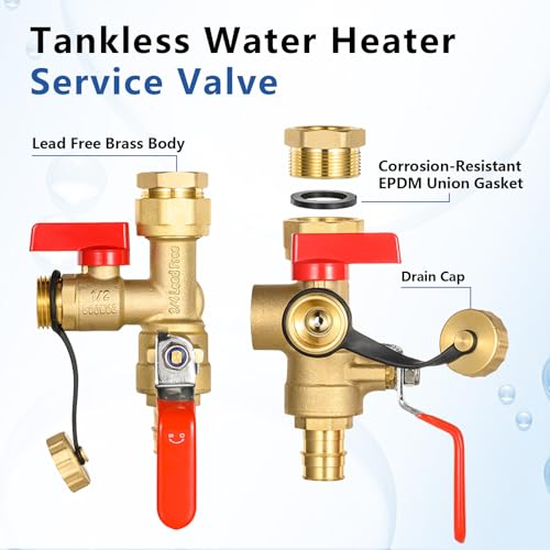 3 4 Inch GUOFIS IPS Tankless Water Heater Valve Kit with Pressure Relief Valve (20 Count)