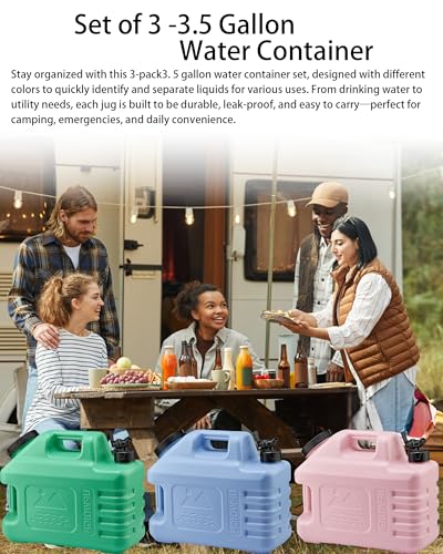 3.5 Gallon Camping Water Jug with Spigot (3 Count)
