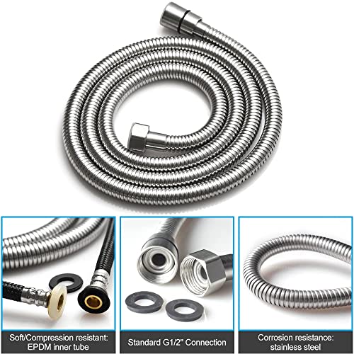 Brushed Nickel Dual Modes Brass Shower Wand High Pressure 7 Inch Brushed Finish Shower Head Sprayer Hand 2 In 1 Function Handheld Shower Head Set with 59 Inch Hose