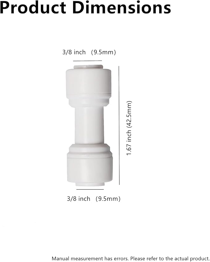Food-Grade Quick Connector Push-In Tube Fitting 3/8 inch Tube OD to 3/8 inch Tube OD push fit straight quick connect for RO water system (10pack) - AquaVibe