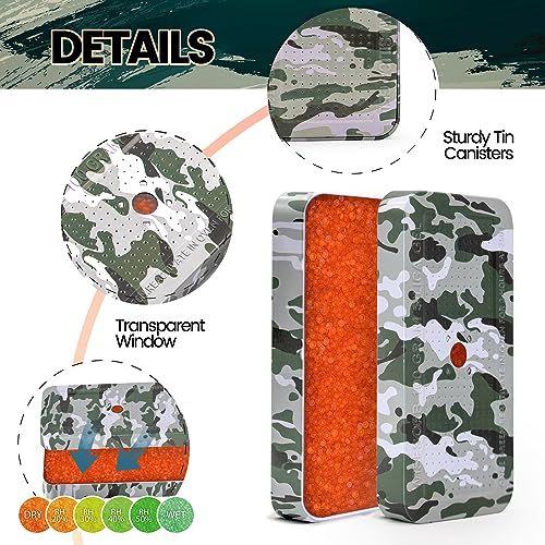 100 Gram Camouflage Gun Safe Dehumidifier Silica Gel Canister Rechargeable Dehumidifier Desiccant Reusable Indicating Desiccant Moisture Absorber with Visible Window [2PACK] (2 Count)
