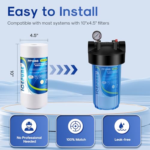 Whole House Sediment Water Filter 5 Micron 10" x 4.5" Compatible with Culligan RFC (2 Count)