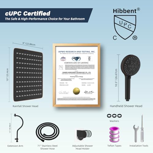 All Metal cUPC Certified High Pressure Rainfall 10'' Shower Head