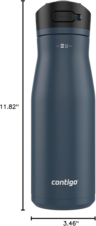 Contigo Ashland Chill 2.0 Insulated Stainless Steel Water Bottle, 32oz, Blueberry
