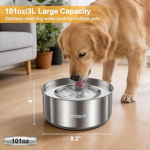 304 Stainless Steel Dog Water Bowl No Spill (101 Fl Oz)