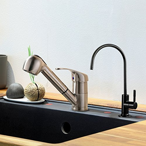 GA1-ORB Lead-Free Reverse Osmosis, Countertop Bar Sink RO Drinking Water Faucet, Contemporary Style, High Spout, Oil Rubbed Black - 1/4"