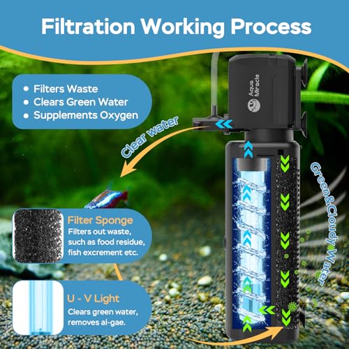 Fish Tank Filter with Timer & Filter Sponge