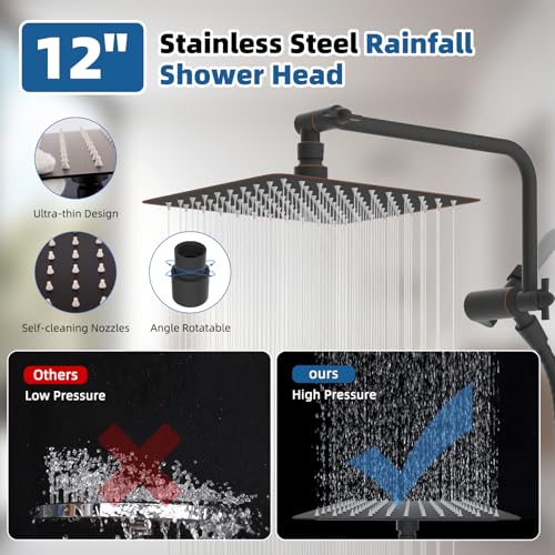 12" Metal Rainfall Shower Head with 10 (3 Count)