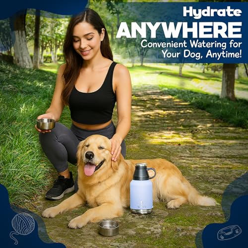 Portable Dog Water Bottle with 2 Removable Water Bowls for Dogs