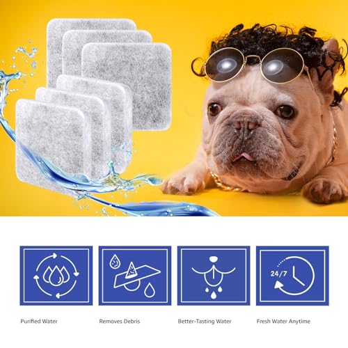 Dog Water Filter Replacement Compatible with Petmate Bowl Filters (6 Count)