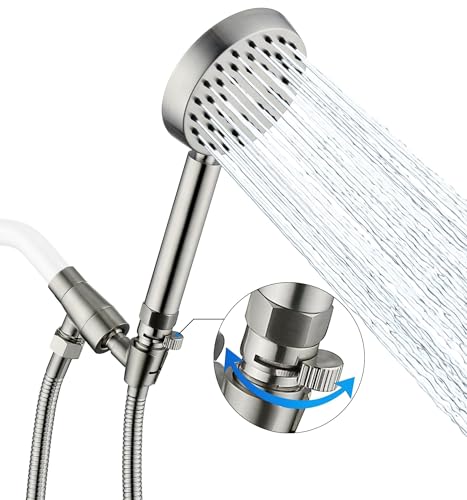 All Metal Handheld Shower Head with Shut Off Valve & Long Hose