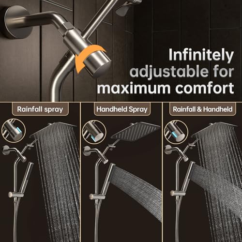 10" Luxurious Brushed Nickel All Metal Rain Shower Head with Handheld Spray Combo