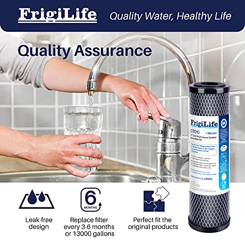 1 Micron 10" x 2.5" Whole House CTO Carbon Sedimen Water Filter Compatible DuPont WFPFC8002 (4 Count)