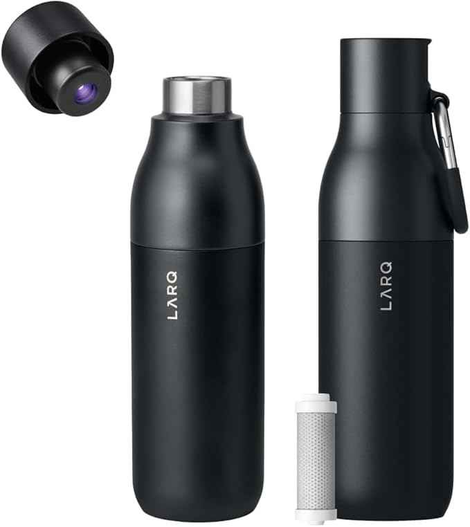 LARQ Clean AF Gift Set Bottle PureVis, Self-Cleaning Water Bottle 17oz + Filtered Insulated Water Bottle 17oz | Reusable Bottles, Travel Friendly, BPA free