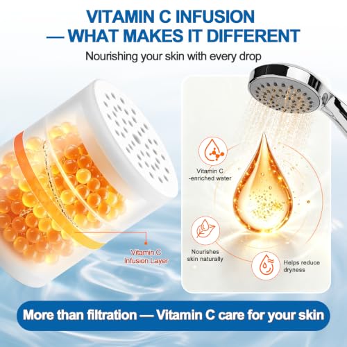 4 Pack 15 Stage Shower Filter Replacement Cartridge Filter with Vitamin C Shower Head Replacement for Hard Water by Cenipar (4 Count)