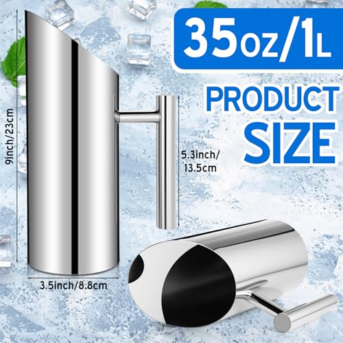 3 Pack 35oz 1l Stainless Steel Water Pitcher Modern Metal Pitcher with Ice Guard Silver Carafe Drink with Handle or Iced Hot Drink Tea Juice Coffee Beer (3 Count)