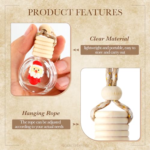 80 Pcs Hanging Car Air Freshener Car Diffuser Bottles Bulk Christmas Empty Glass Perfume Bottle Freshener Clear Diffuser Bottle Pendant for Essential Oil Fragrance Aromatherapy Bottles Ornament (80 Count)