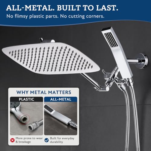 All Metal 14" Rain Shower Head with Handheld for Bathroom Upgrade