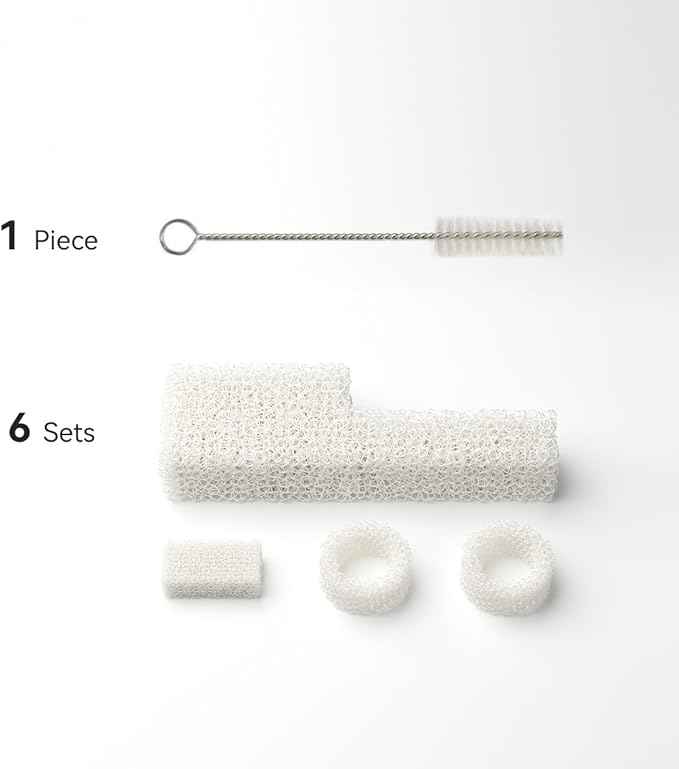 Cat Water Fountain Filter Sponge Replacement Foam Filters Compatible with Automatic Pet Water Dispenser 6-Pack, Upgraded Thicker Filter Fine Filtration for Smart Bowl with Cleaning Brush