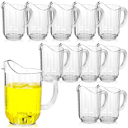 Tessco 12 Pcs Plastic Pitchers 60 Oz Clear Water Beer Jug Large (12 Count)