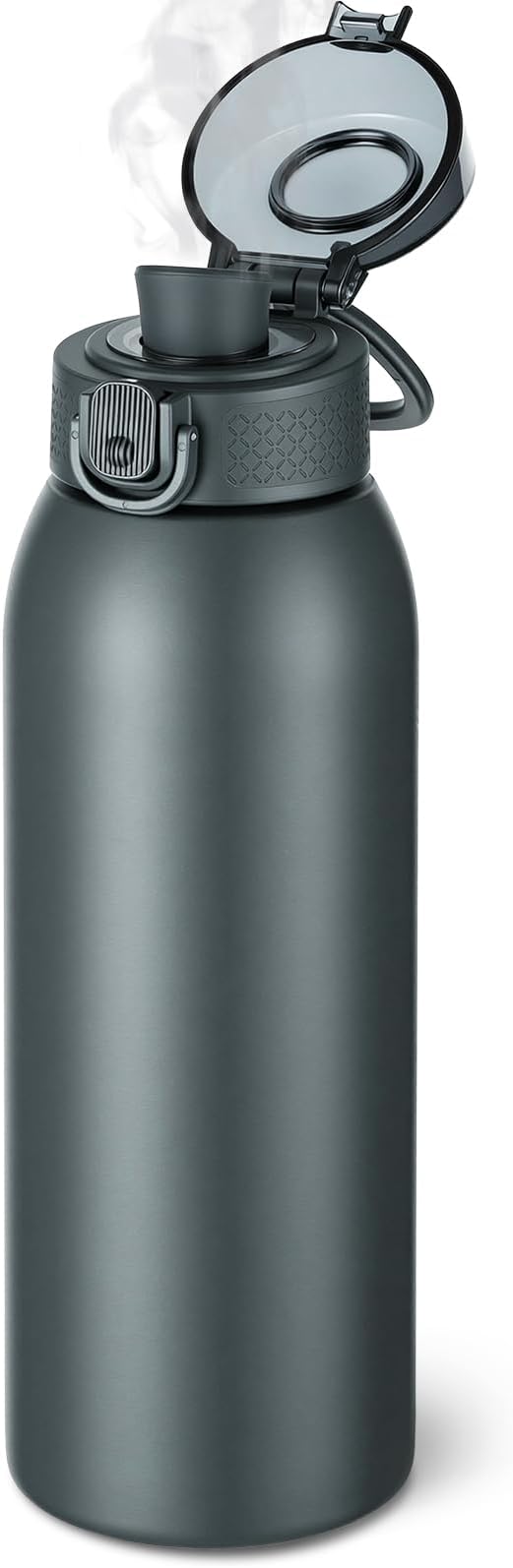 Insulated Water Bottle 24 oz with Dustproof Lid, Carry Handle & Tea Infuser, BPA-Free & Leakproof, Stainless Steel Water Bottles Ideal for Fitness, Hiking, Office & Outdoor Use （Cold Gray ）