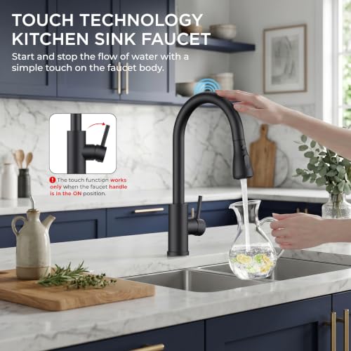 Black Touch Kitchen Faucet with Pull Down Sprayer