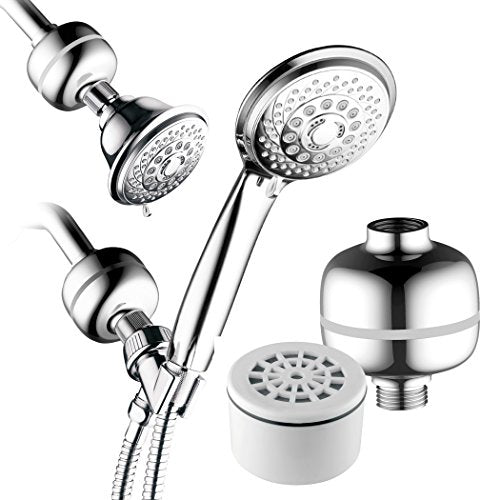 Advanced High Intensity Super Compact Universal Shower Filter with Replaceable Enriched KDF Shower Filter Cartridge by Hotel Spa AquaCare. Use with Any Shower Head