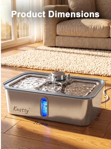 17L 4.5Gal Stainless Steel Dog Water Fountain for Large Dogs