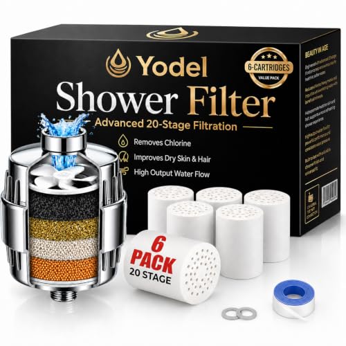Shower Water Filter for Hard Water with 6 Replacement Cartridges (6 Count)