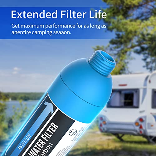 4 Pack RV Water Filter with 2 Flexible Hose Protector (4 Count)