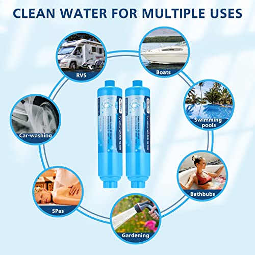 2 Pack Advanced RV Inline Water Filter with Flexible Hose Protector (2 Count)