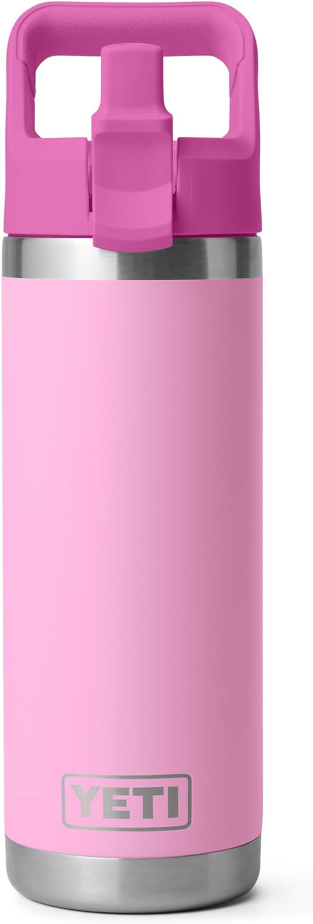 YETI Rambler 18 oz Bottle, Vacuum Insulated, Stainless Steel with Color Matching Straw Cap, Power Pink/Wildflower