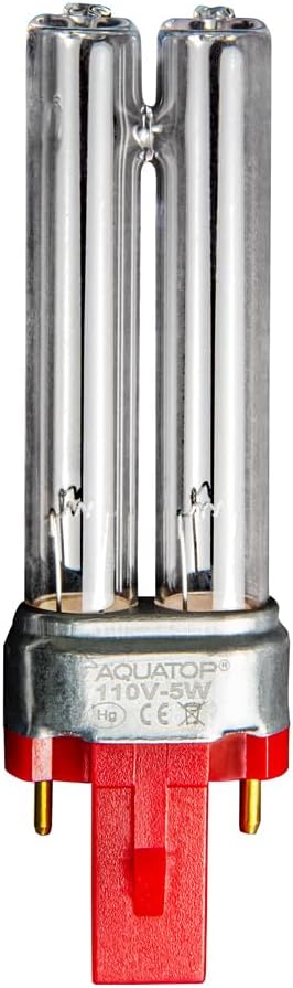 Aquatop 5W UV Replacement Bulb for Aquarium Filters – Fits PF15-UV & SP5-UV Energy-Efficient Lamp for Clear Water, R5WUV-G2