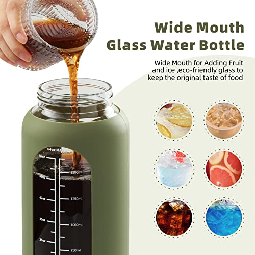 52 oz Glass Water Bottle with 2