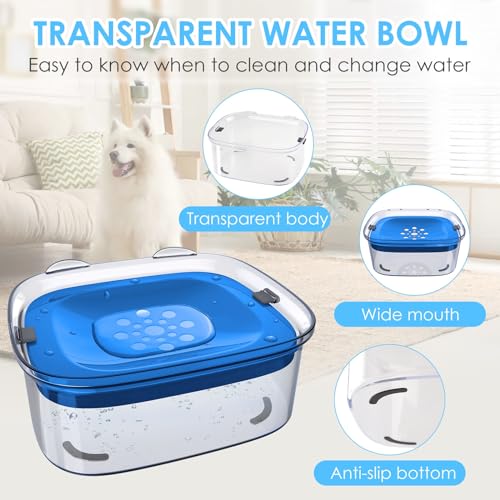 3L No Spill Dog Water Bowl with Slow Drinking Disk