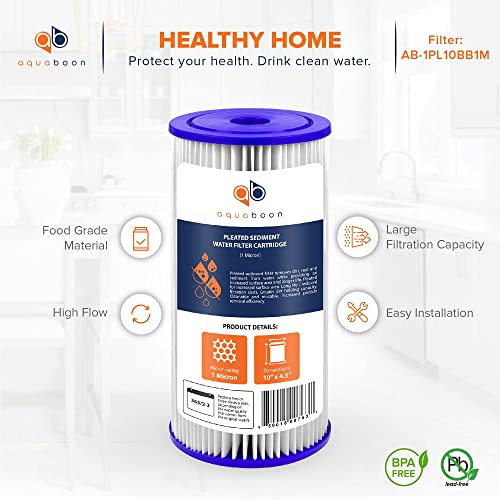 1 Micron Pleated Water Filter 10 x 4.5 for Whole House Sediment Water Filter Replacement Compatible with Well Filters FXHSC (20 Count)
