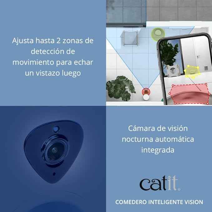 Catit PIXI Vision Smart Feeder – App-Controlled Cat Feeder with Built-in Camera, Motion Detection, Night Vision & Custom Feeding Schedule Monitoring