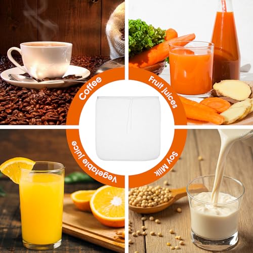 4 Pack Nylon Nut Milk Bag 13×13 Inches Fine Mesh Cheese Cloth Multiple Usage Reusable Food Strainer Professional Cold Brew Filter for Straining Fruit Juice Coffee Tofu Greek Yogurt Tea (4 Count)