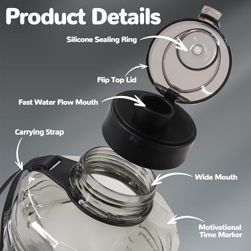 Large Water Bottle with Motivational Time Marker