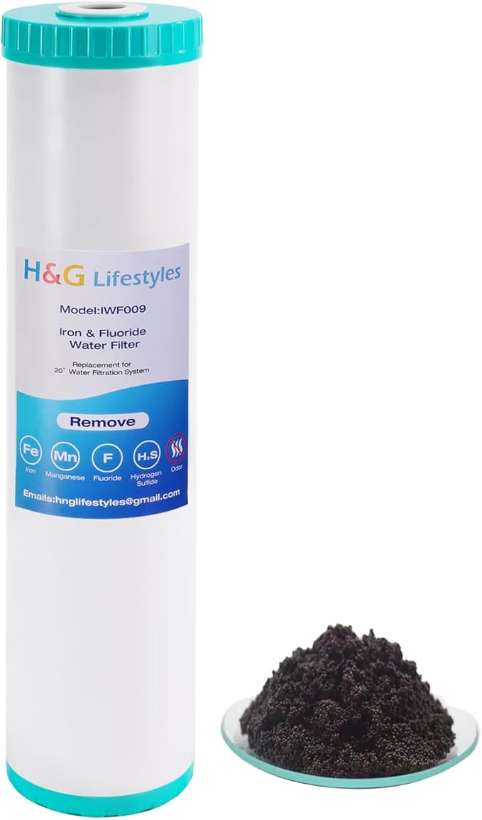 H&G Lifestyles 4.5 x 20 Iron Fluoride Water Filter Cartridge, Reduce Iron Manganese Fluoride,Replacement for Any 20