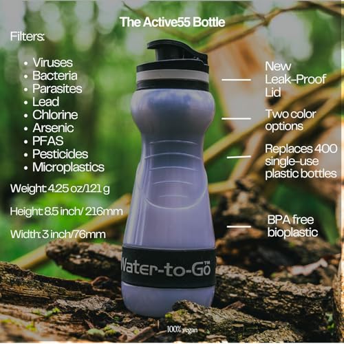 Water-to-Go Travel Water Filter Bottle, 18.5oz/55cl